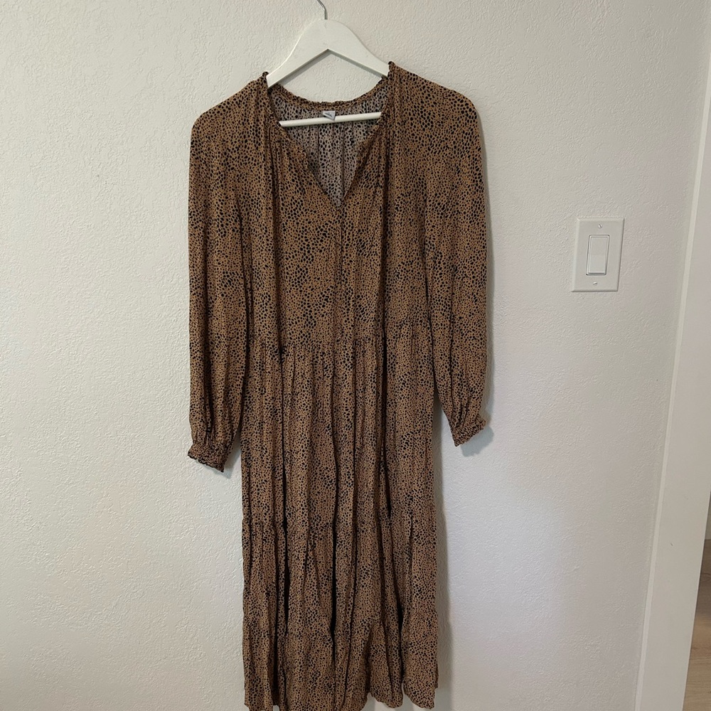 Old Navy Brown Long Sleeve V-Neck Sundress